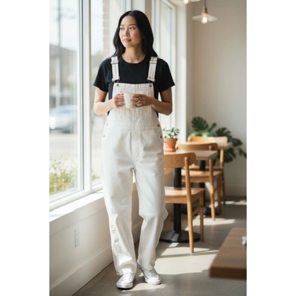 Madewell Pants - Madewell Women's White 100% Cotton Overalls Size L
